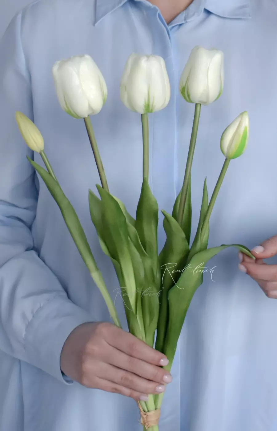 Букет поздних тюльпанов 3+2 - Белый