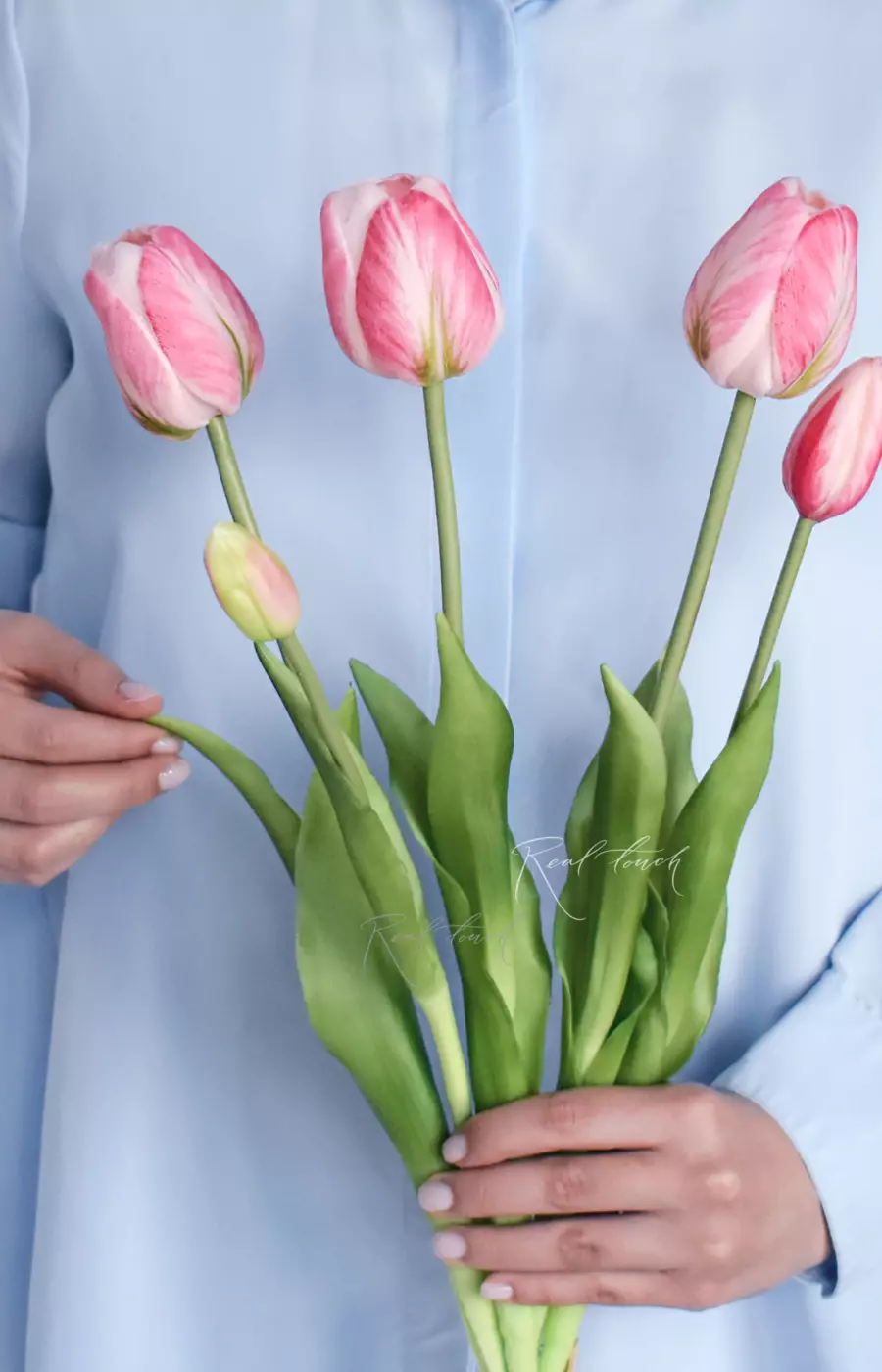 Букет поздних тюльпанов 3+2 - Розовый