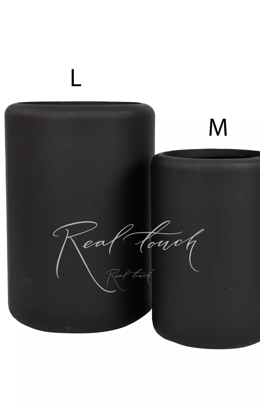 Кашпо Real Touch Цилиндр закругленный (M).2253 - Черный