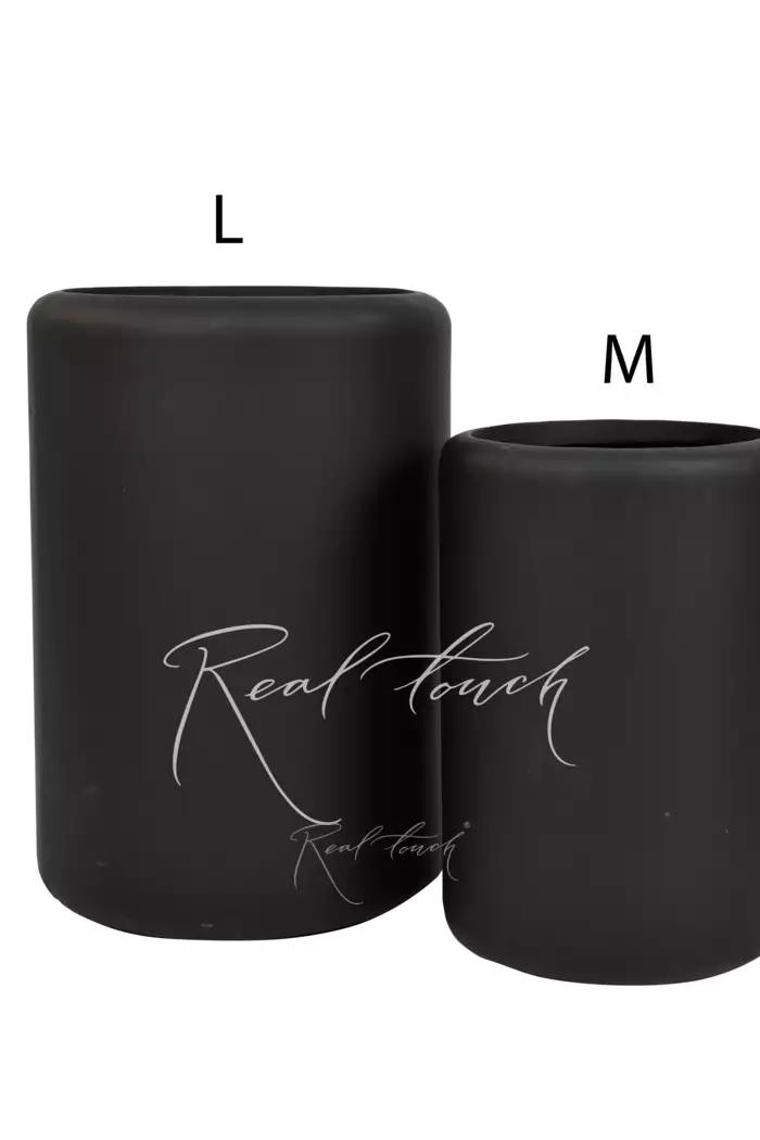 Кашпо Real Touch Цилиндр закругленный (M).2253 - Черный