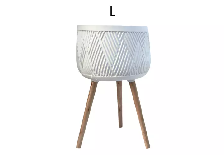 Кашпо Real Touch Macrame на ножках L - 66/40 см - Белый
