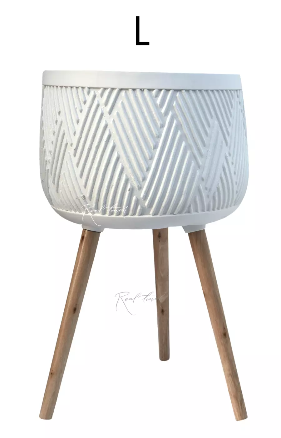 Кашпо Real Touch Macrame на ножках L - 66/40 см - Белый