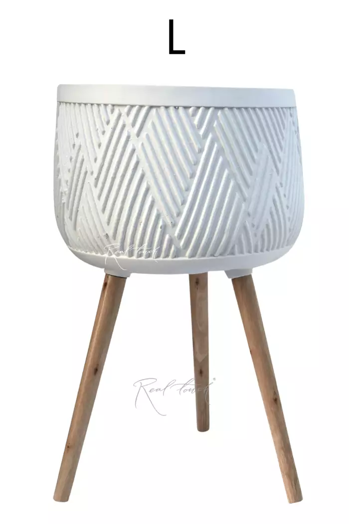 Кашпо Real Touch Macrame на ножках L - 66/40 см - Белый