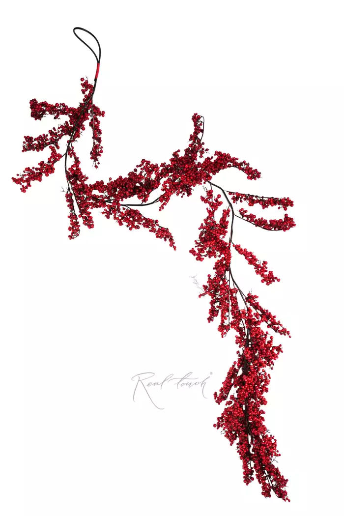 Гирлянда Real Touch с ягодами Илекса 180см - Красный