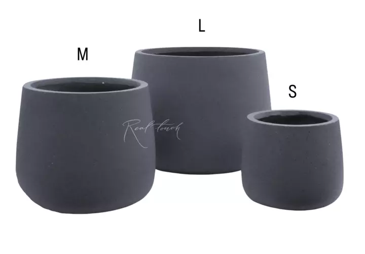 Кашпо Real Touch Ступка M - 33/36 см - Серый