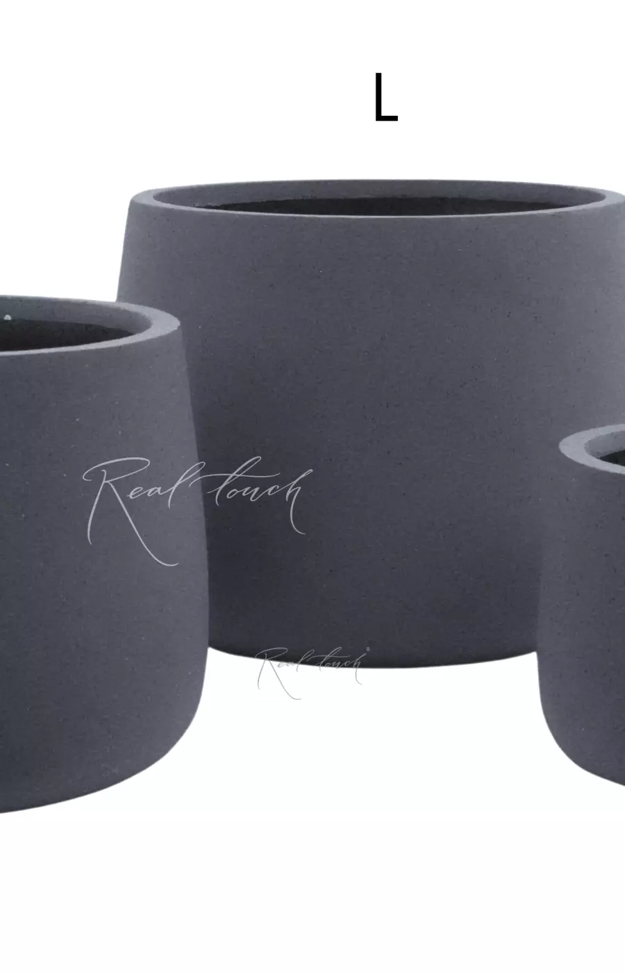 Кашпо Real Touch Ступка M - 33/36 см - Серый