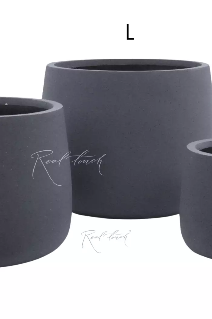 Кашпо Real Touch Ступка M - 33/36 см - Серый