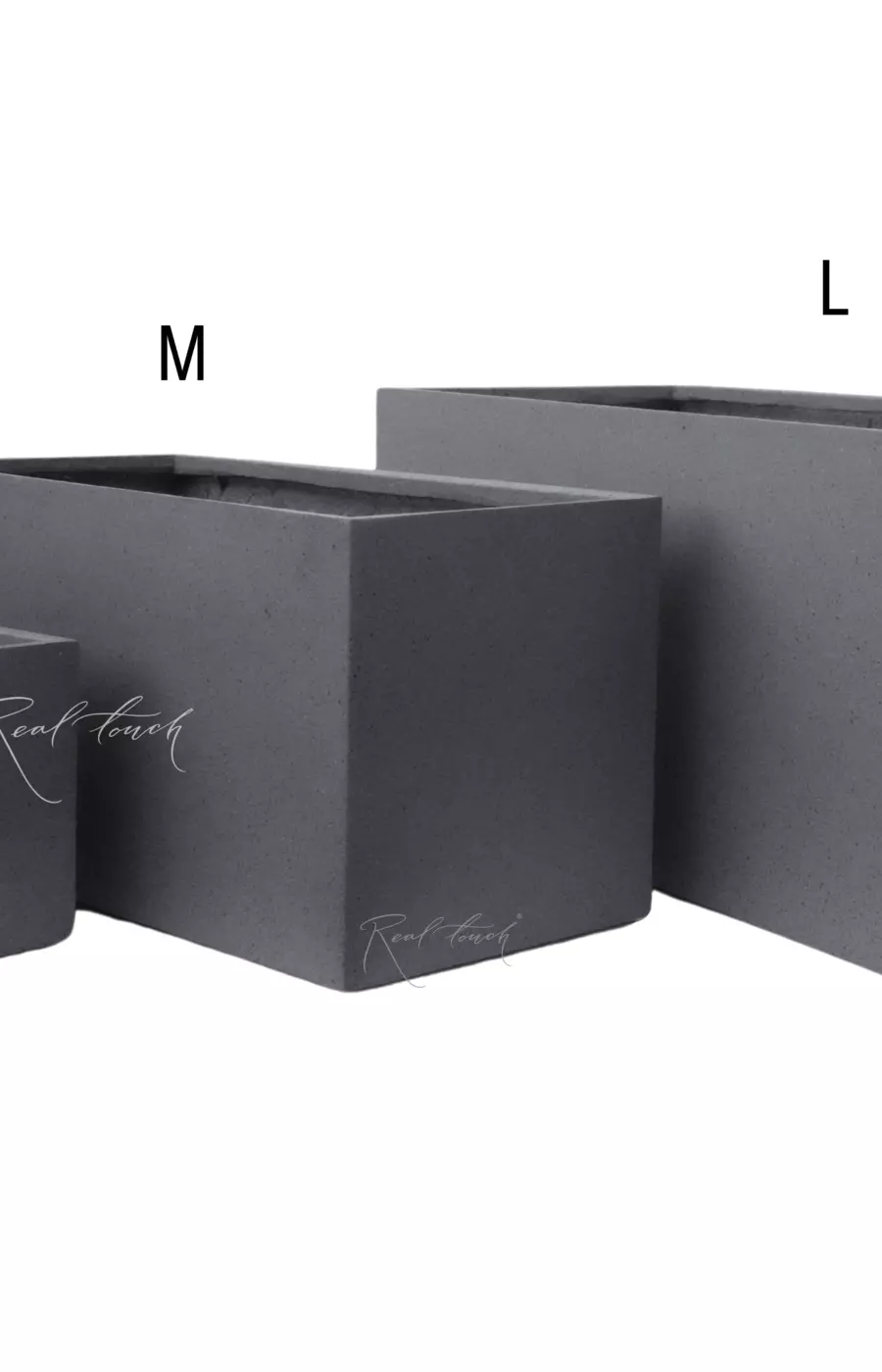 Кашпо Real Touch прямоугольное низкое S - 40/20/22 см - Серый