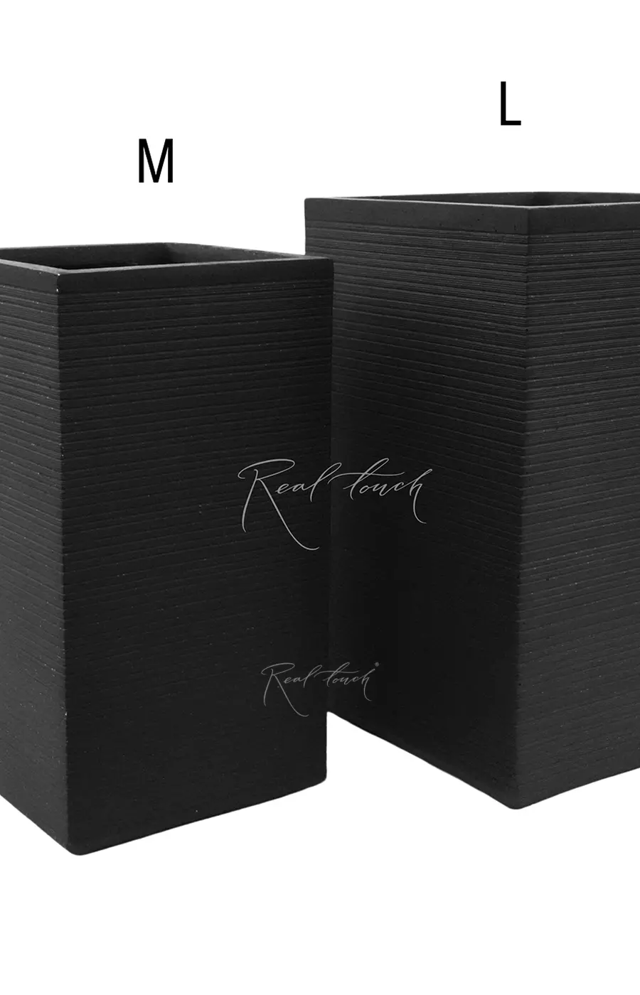Кашпо Real Touch куб высокое M - 51/28/28 см - Черный