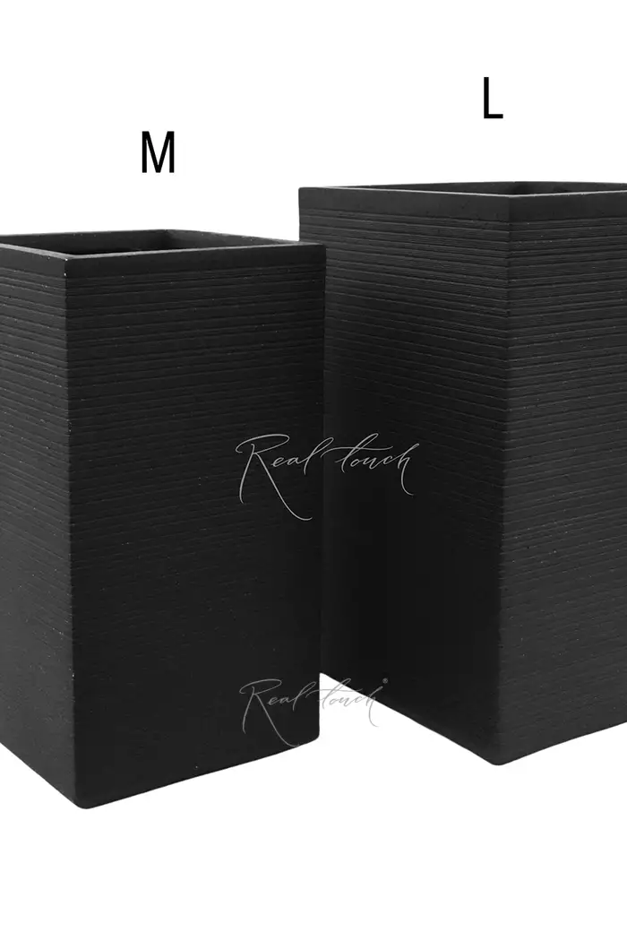 Кашпо Real Touch куб высокое M - 51/28/28 см - Черный