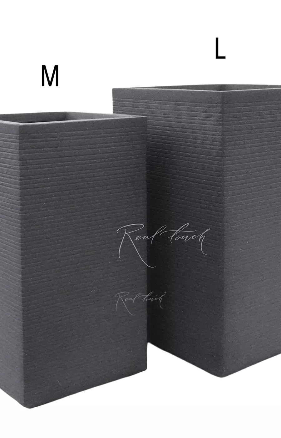 Кашпо Real Touch куб высокое L  - 56/34/34 см - Серый