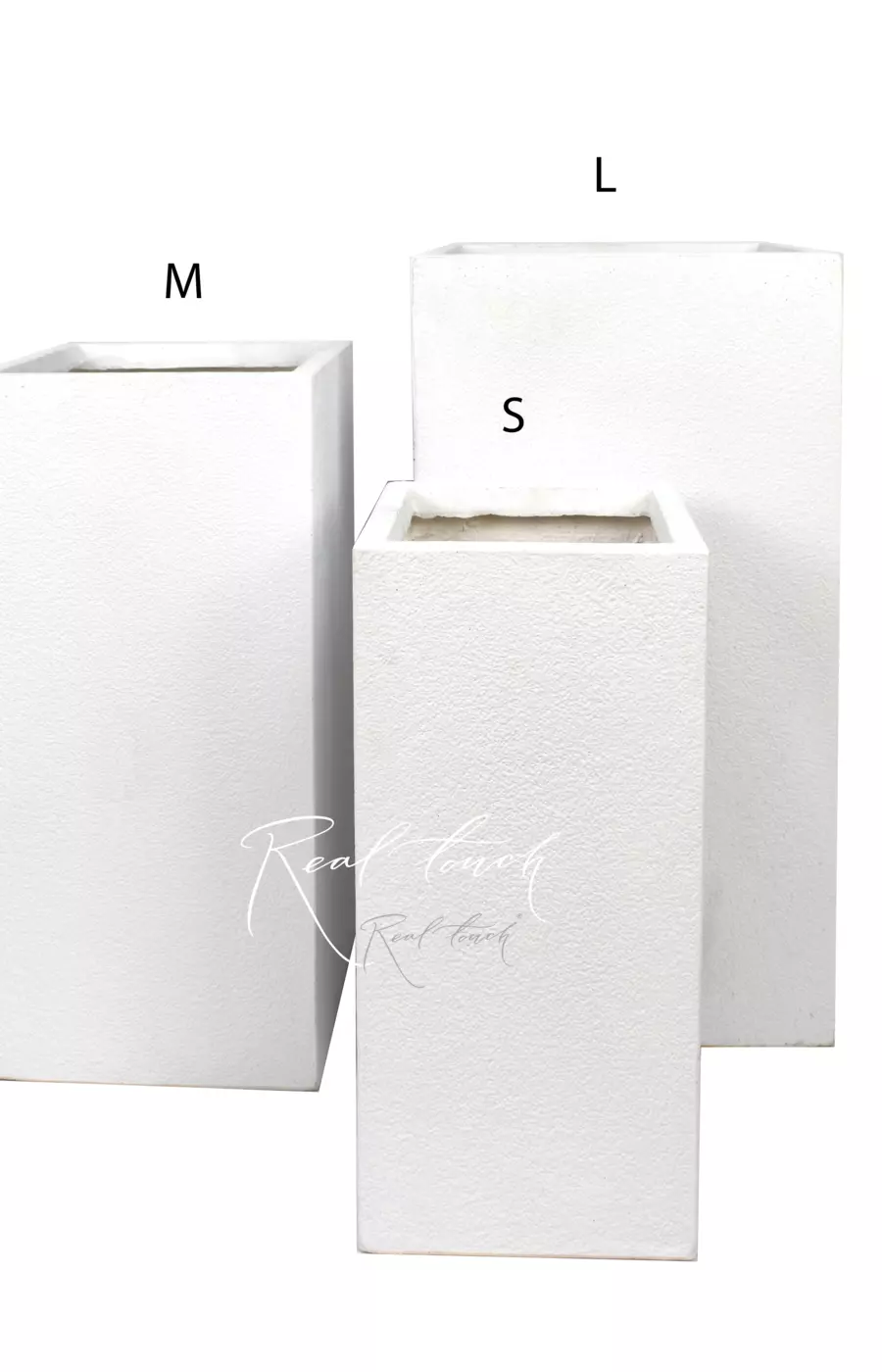 Кашпо Real Touch Plain Cuboid текстурный (L).2237 - Белый