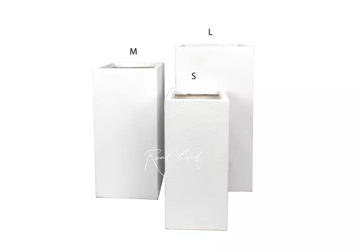 Кашпо Real Touch Plain Cuboid текстурный (S).2237 - Белый