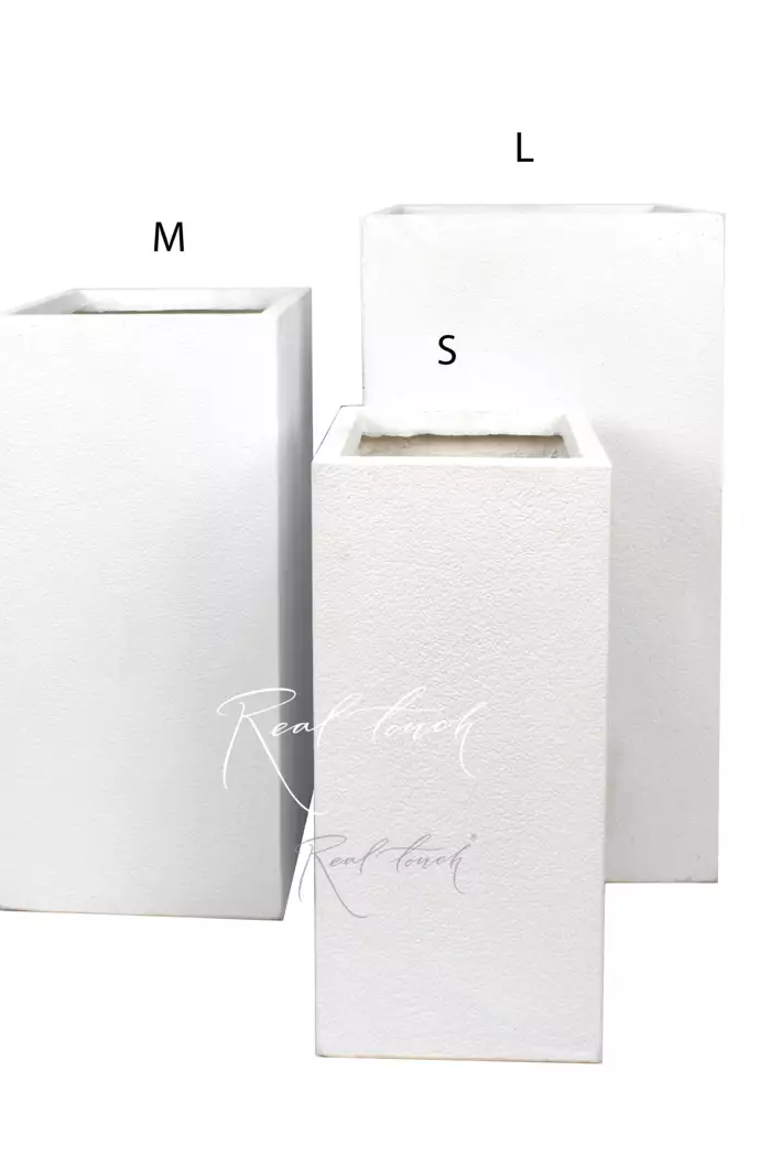 Кашпо Real Touch Plain Cuboid текстурный (M).2237 - Белый