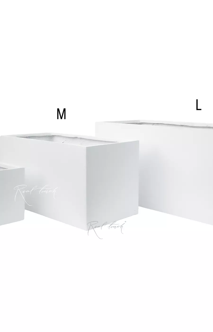 Кашпо Real Touch прямоугольное низкое L - 80/35/38 см - Белый