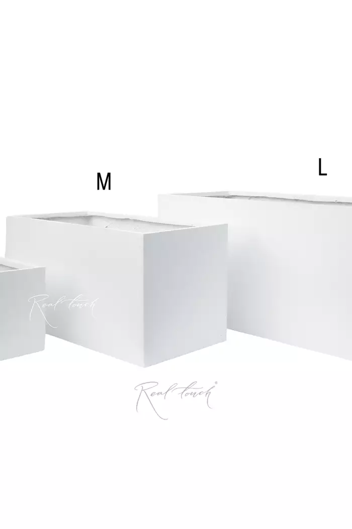 Кашпо Real Touch прямоугольное низкое M - 60/30/30 см - Белый