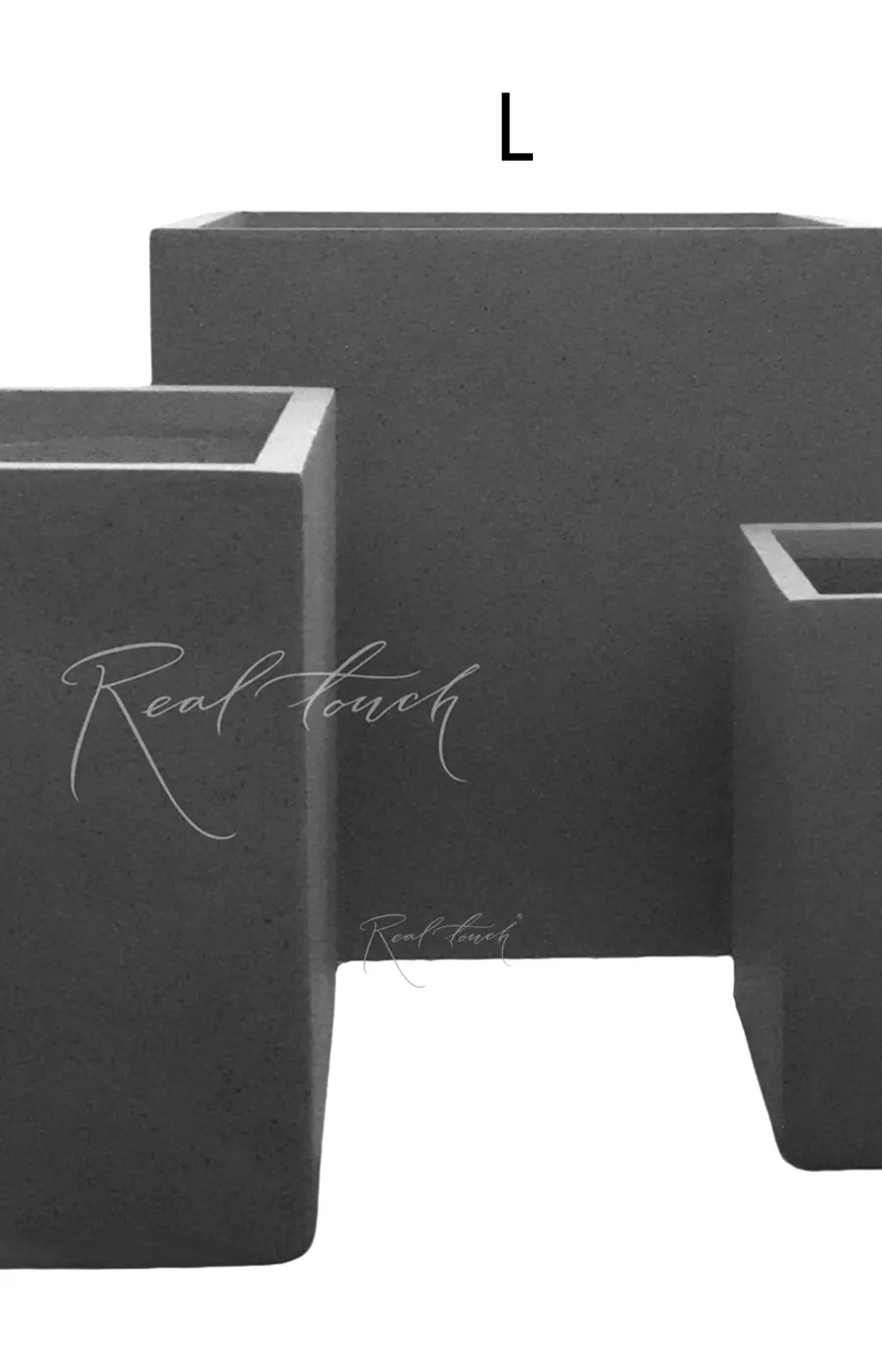 Кашпо Real Touch куб низкое M - 42/42/43 см - Серый