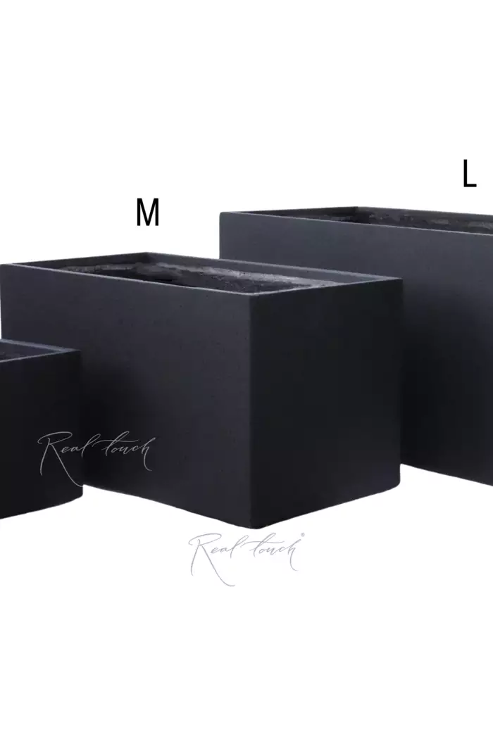 Кашпо Real Touch прямоугольное низкое L - 80/35/38 см - Черный
