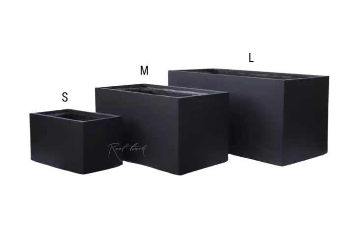 Кашпо Real Touch прямоугольное низкое M - 60/30/30 см - Черный