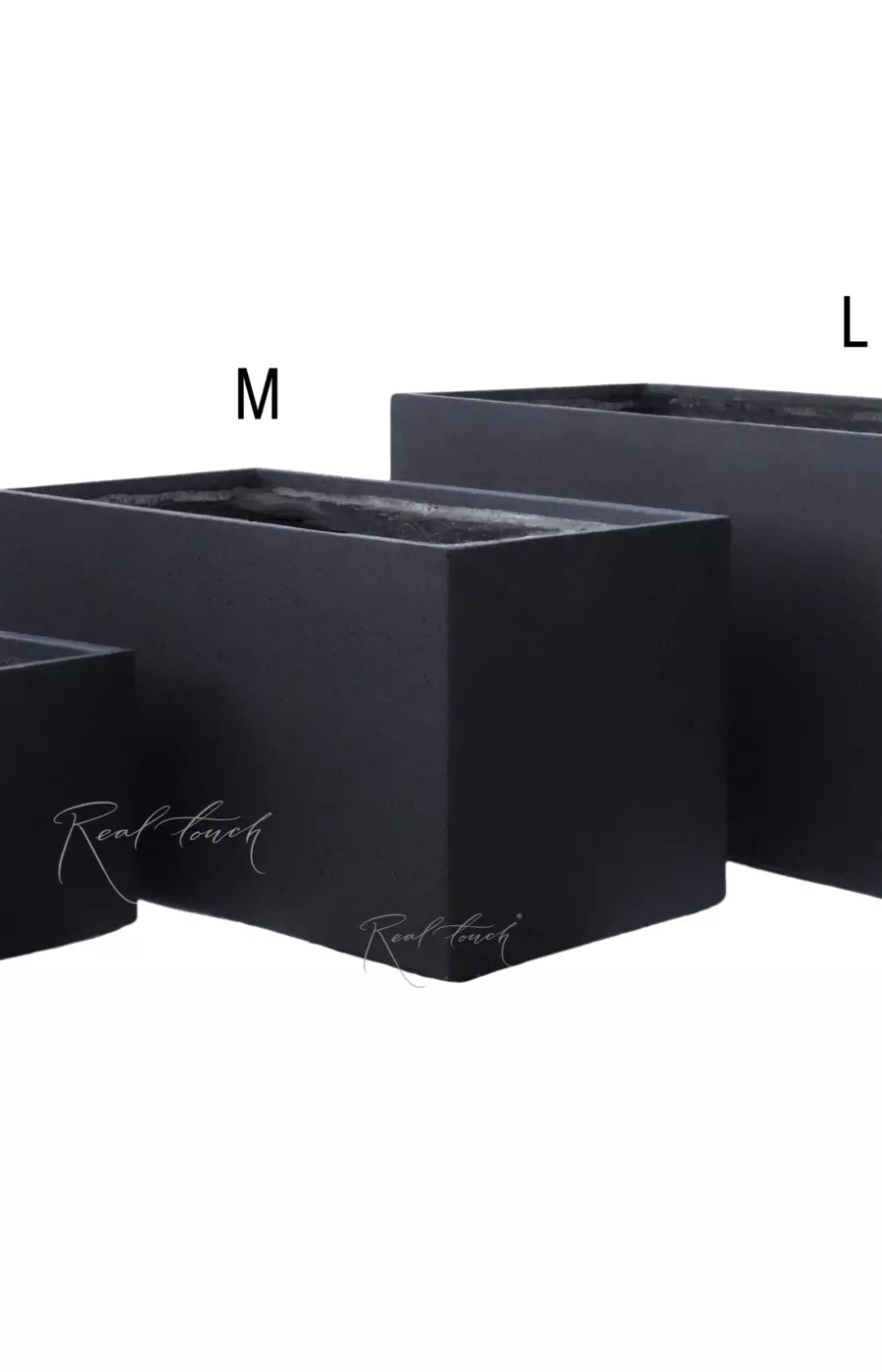 Кашпо Real Touch прямоугольное низкое M - 60/30/30 см - Черный