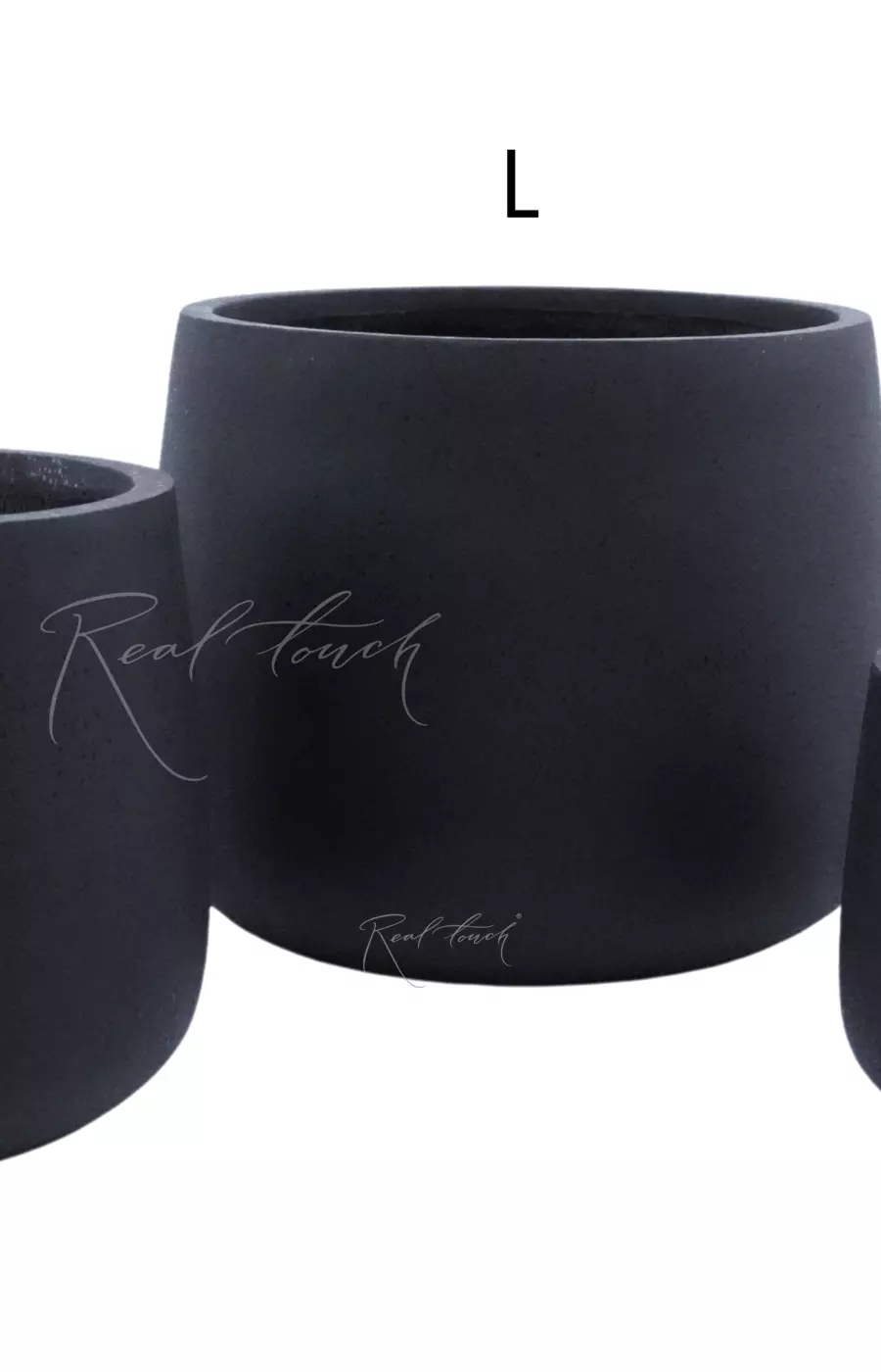 Кашпо Real Touch Ступка M - 33/36 см - Черный