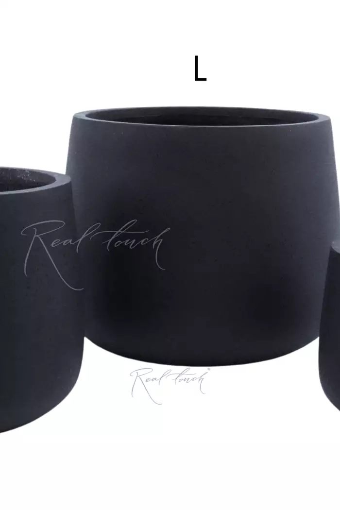 Кашпо Real Touch Ступка S - 25/27 см - Черный