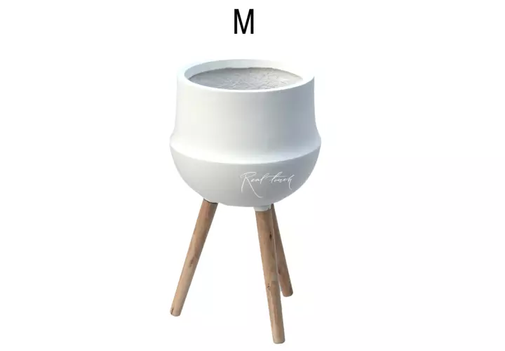 Кашпо Real Touch Грапп на ножках M - 55/28 см - Белый
