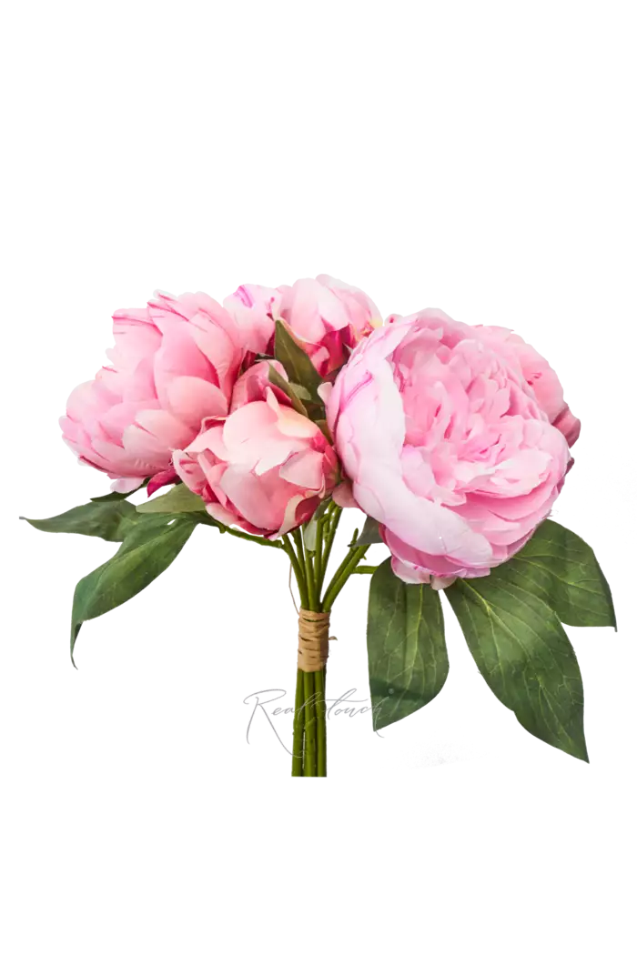 Букет пионов текстиль - Бело-розовый