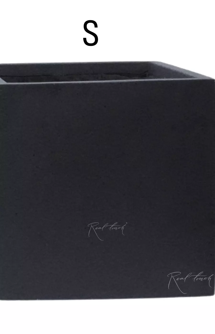 Кашпо Real Touch куб низкое S - 32/32/33 см - Черный