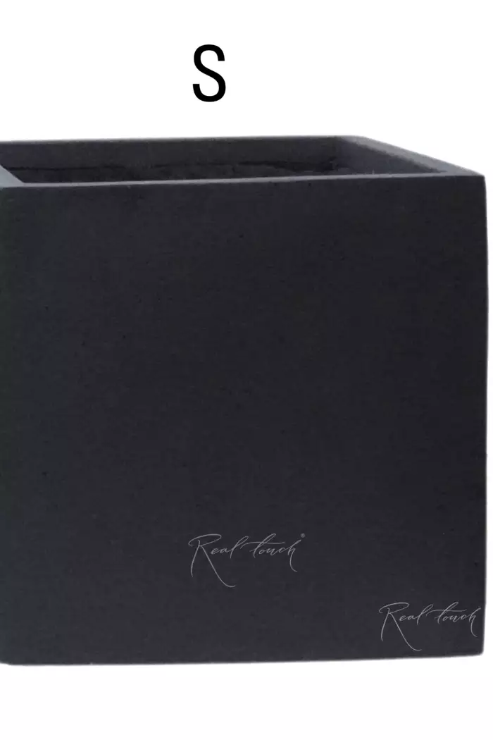 Кашпо Real Touch куб низкое S - 32/32/33 см - Черный
