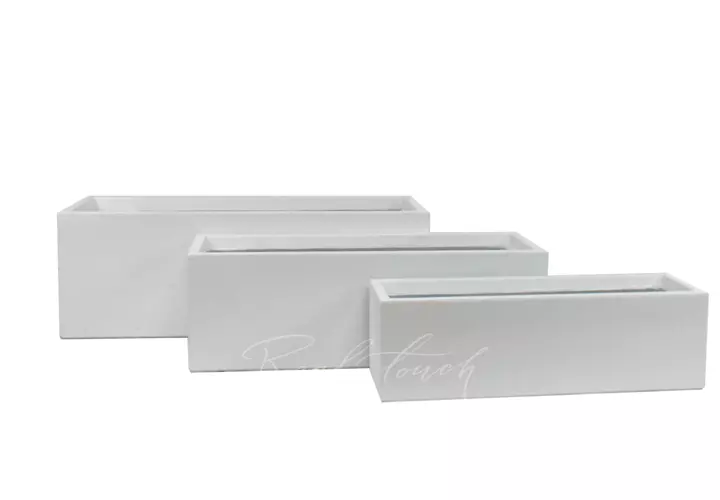 Кашпо Real Touch Plain прямоугольный низкий (M).2218 - Белый