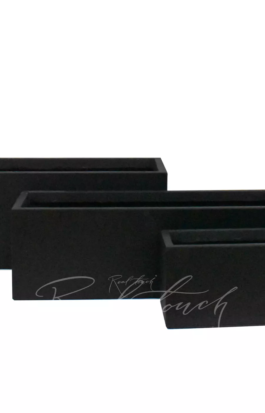 Кашпо Real Touch Plain прямоугольный низкий (L).2220 - Черный