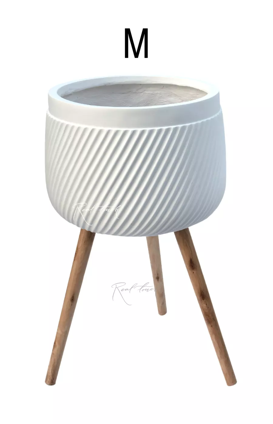 Кашпо Real Touch диагональ на ножках M - 31/40 см - Белый