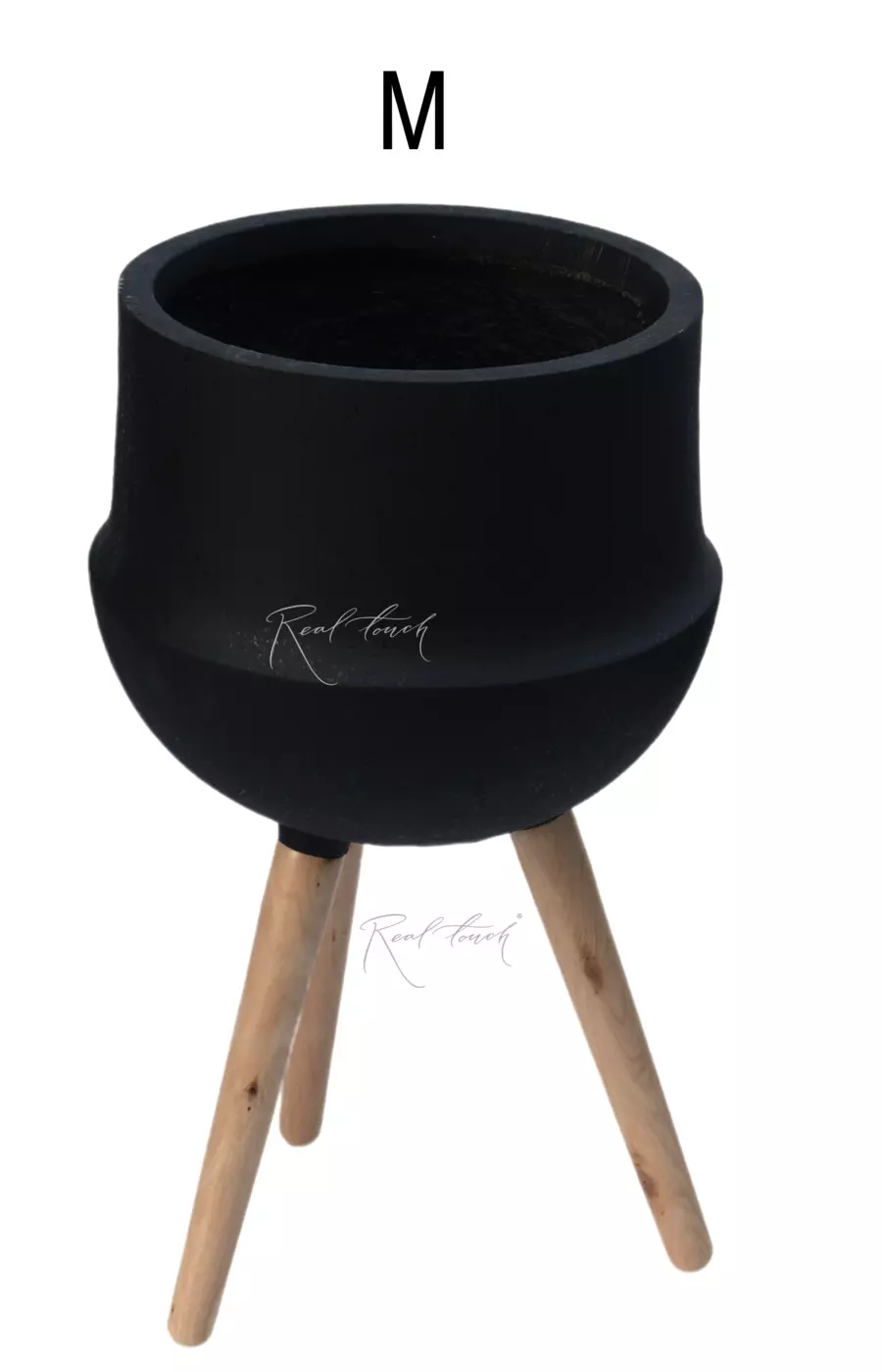 Кашпо Real Touch Грапп на ножках M - 55/28 см - Черный