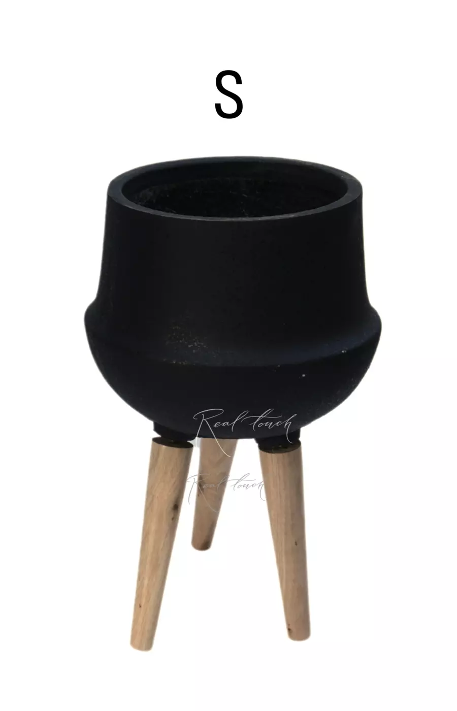 Кашпо Real Touch Грапп на ножках S - 39/20 см - Черный