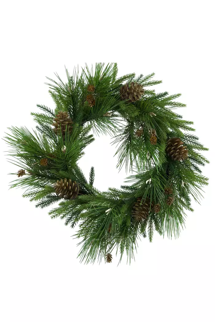 Венок Real Touch ель средний (D55см) - Зеленый