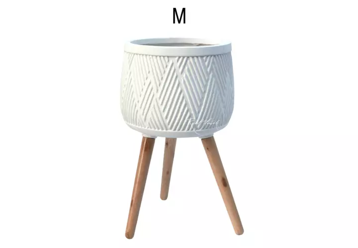 Кашпо Real Touch Macrame на ножках M - 53/29 см - Белый