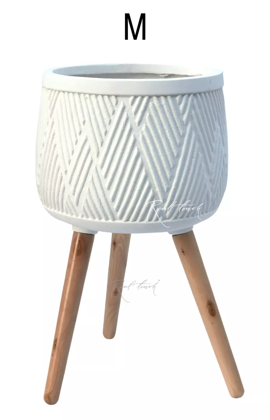 Кашпо Real Touch Macrame на ножках M - 53/29 см - Белый