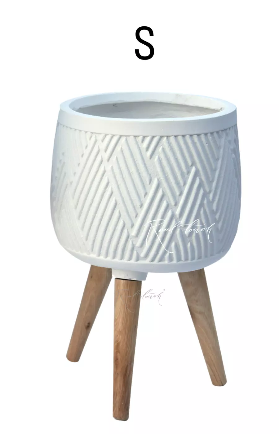 Кашпо Real Touch Macrame на ножках S - 39/22 см - Белый