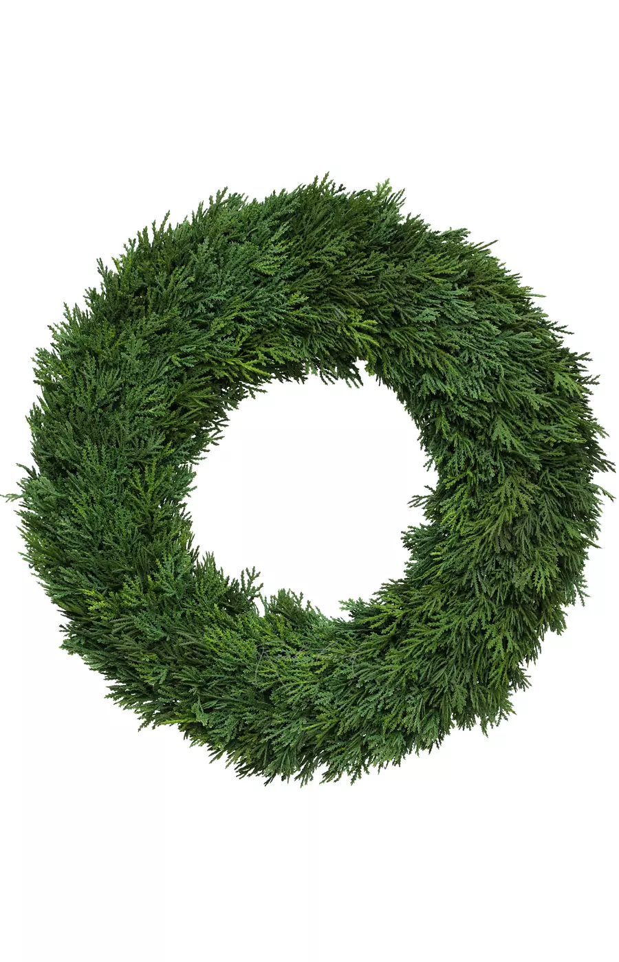 Венок Real Touch из хвои большой 54см (туя) с основанием из пенопласта - Зеленый