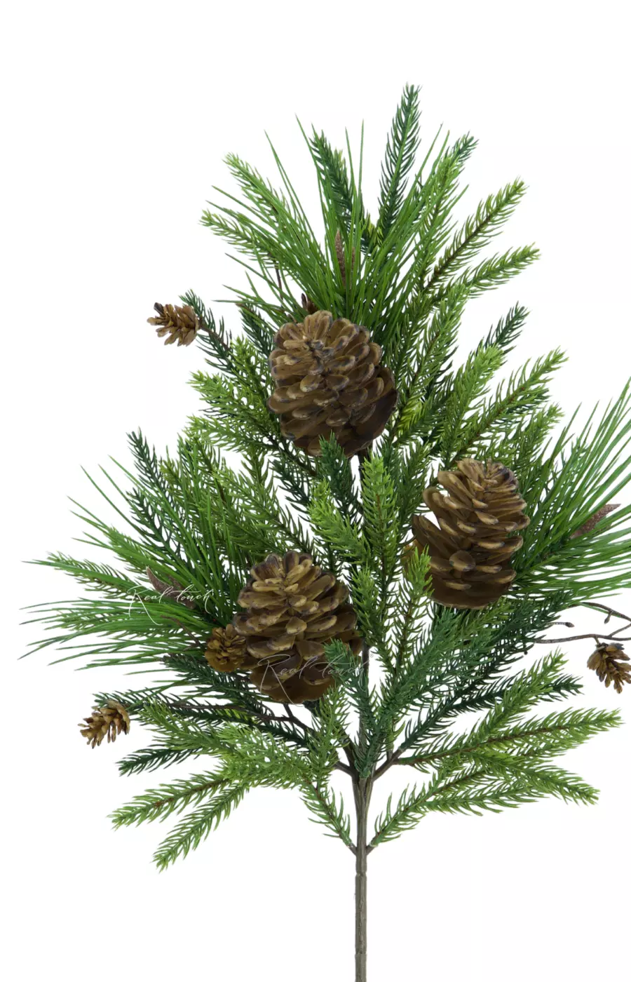 Ветка Real Touch ель с сосной с шишками - Зеленый