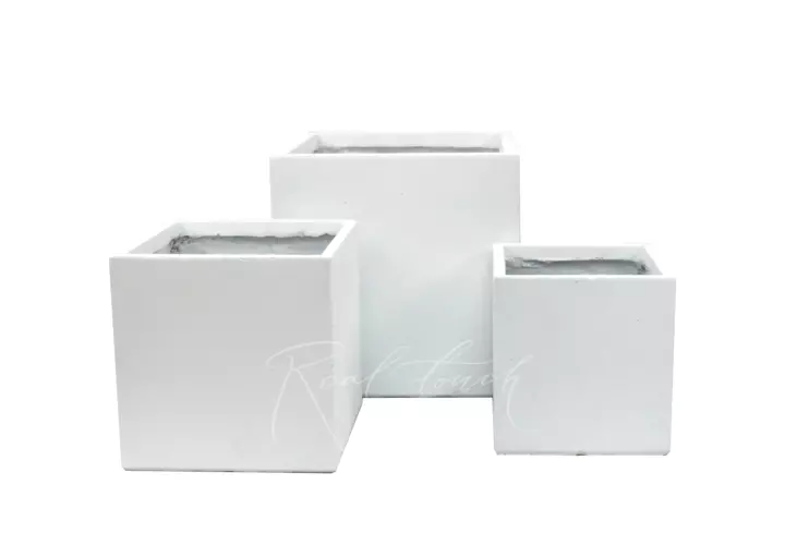Кашпо Real Touch Plain Cube (M).2206 - Белый