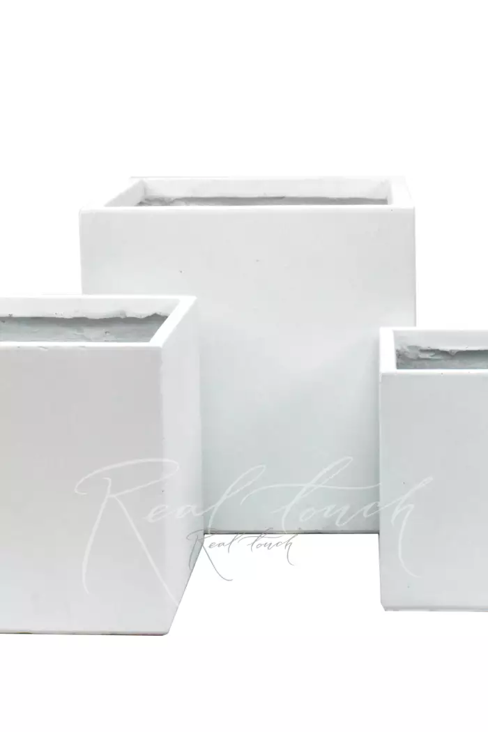 Кашпо Real Touch Plain Cube (M).2206 - Белый