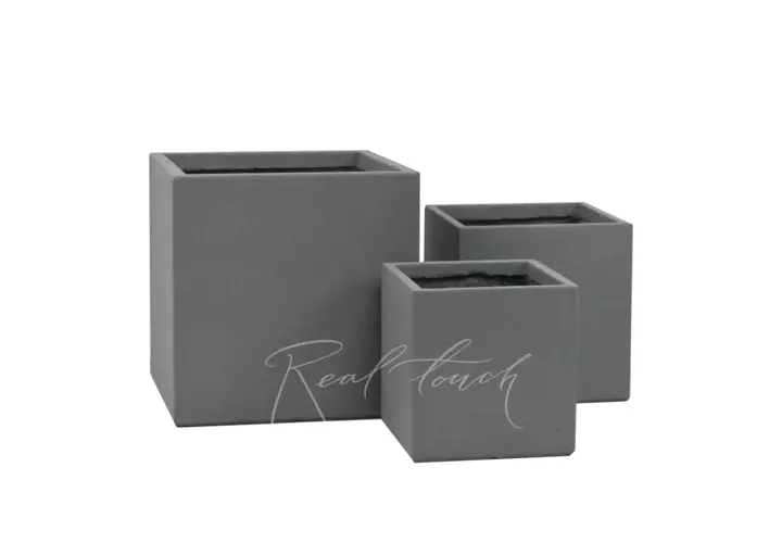 Кашпо Real Touch Plain Cube (S).2207 - Серый