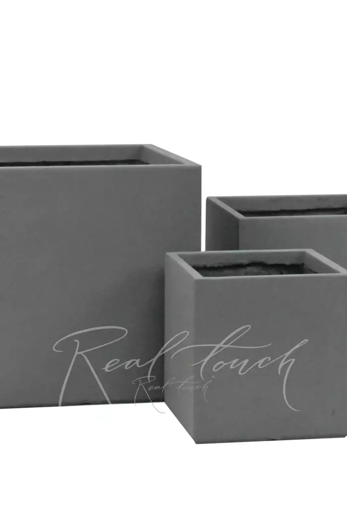 Кашпо Real Touch Plain Cube (S).2207 - Серый